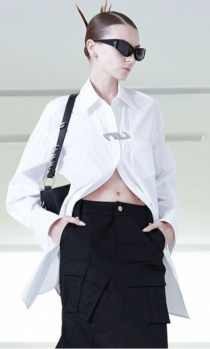 ANNAKIKI Three-dimensional Long Sleeve Long Shirt -JAKE.