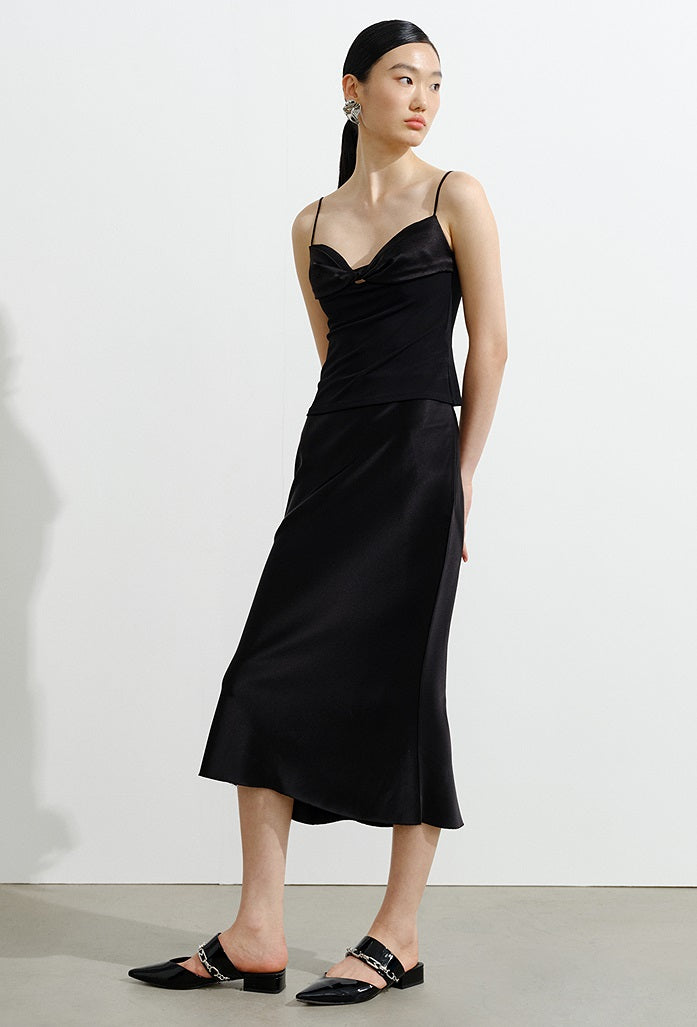 COMME MOI  Summer Women's Black Knitted Kink Camisole - ALICE.