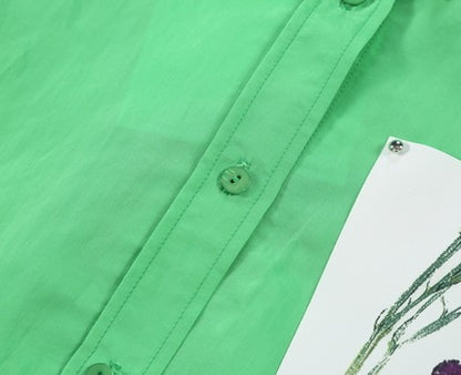 COMME MOI Lv Yan designer dopamine women's peak-necked silhouette shirts - MILA.