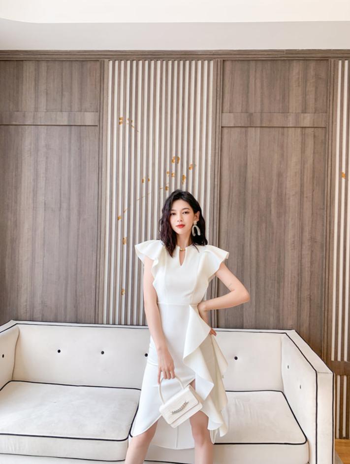 DOLLY Luxury V-Neck Short Sleeve High waist Slim Fit Irregular Hem Date Dress-LISA