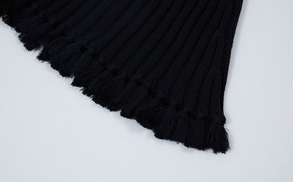 ZHUCHONGYUN sheep wool knitted tassel black textured skirt-NUNA.