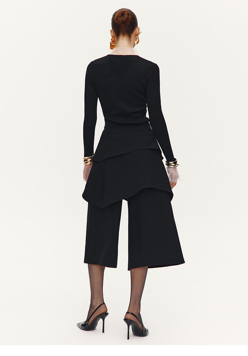 ATELIER MISS LU Multi-layered Cut Splicing Cropped Culottes - SERAPHIMS