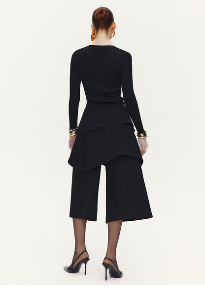ATELIER MISS LU Multi-layered Cut Splicing Cropped Culottes - SERAPHIMS
