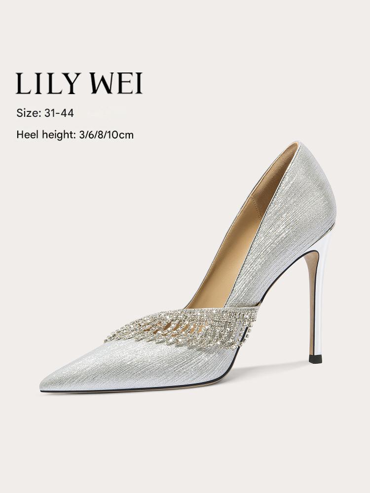 Lily Wei [Light Seeker] silver tassel banquet heels, elegant temperament, versatile pumps-ADELE