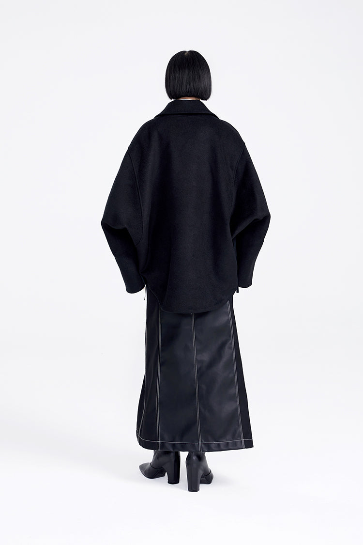 TINY IN three-dimensional long sleeve women's woolen black jacket-ITA