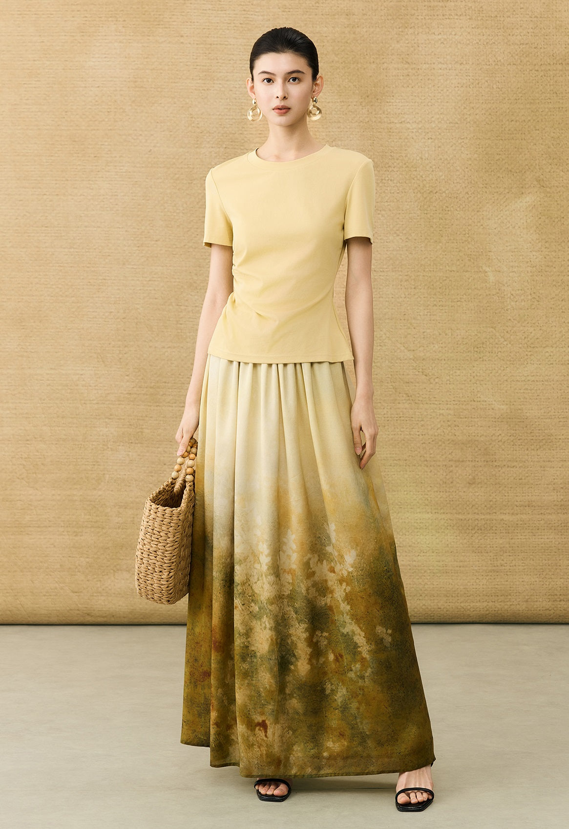 HECO Chinese Style Waist Shirred Knit Slim Stretch Top- STIQE.