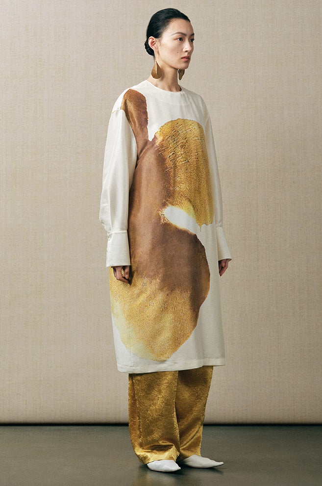 ZHUCHONGYUN crew neck midi cocoon printed dress-KOMACHI.
