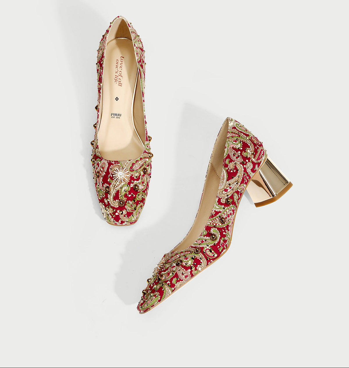 Pjjuu Spring And Autumn Red Wedding Block Xiuhe Clothes Shoes - SANS