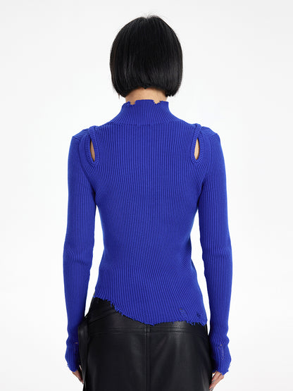TINY IN irregular ripped raw edge wool knit sweater -SUAREZ