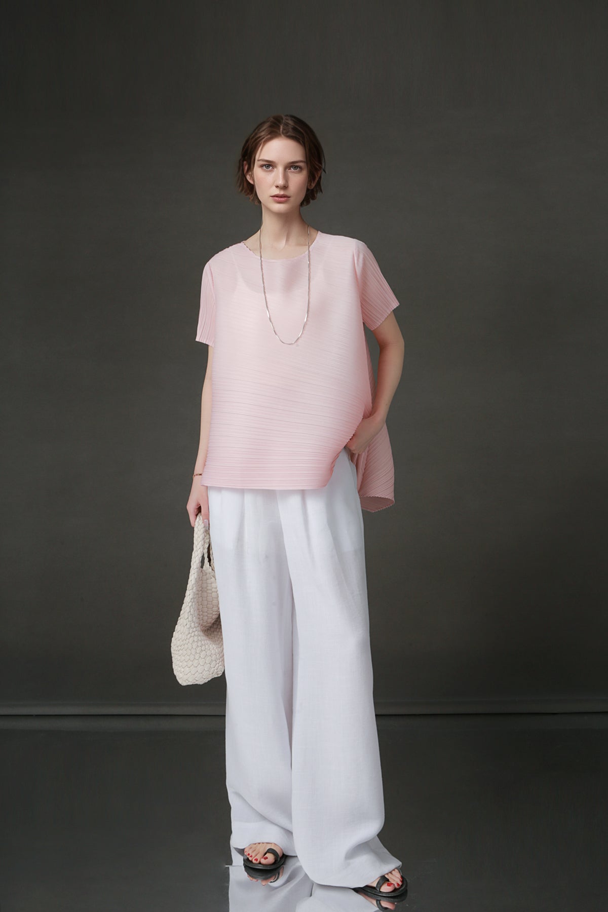 PIAOIN Miyake style simple premium pleated design T-shirt  -CECILLIA