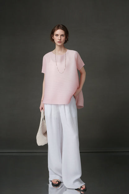 PIAOIN Miyake style simple premium pleated design T-shirt  -CECILLIA