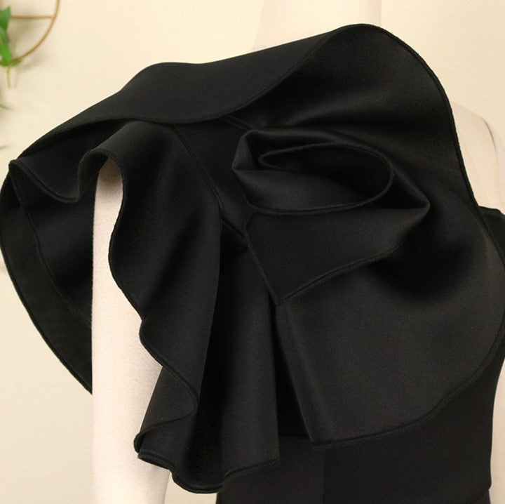 DOLLY Elegant Slant Collar Off Shoulder Petal Sleeves Dinner Dress-AMINA