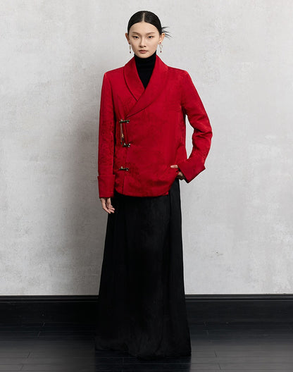 HECO Loose Butterfly Dark Grain Jacquard Thick Jacket - essie.