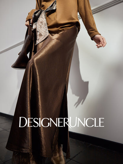 DGU "Gilded" high-waisted skirt acetate velvet drape - Kyla.