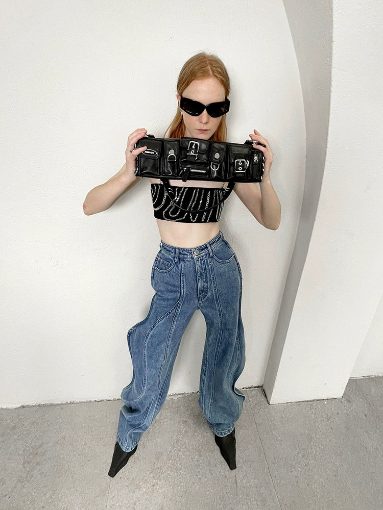 ANNAKIKI 3D Wave Fractal Deconstructed Trousers-SMITH.