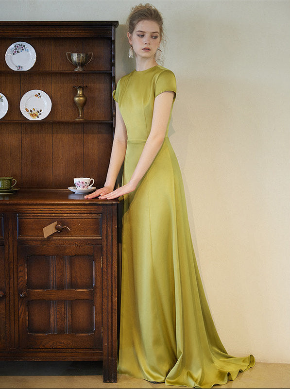 GOUDIN bridal short sleeves slim light luxury evening dress -TIAM.