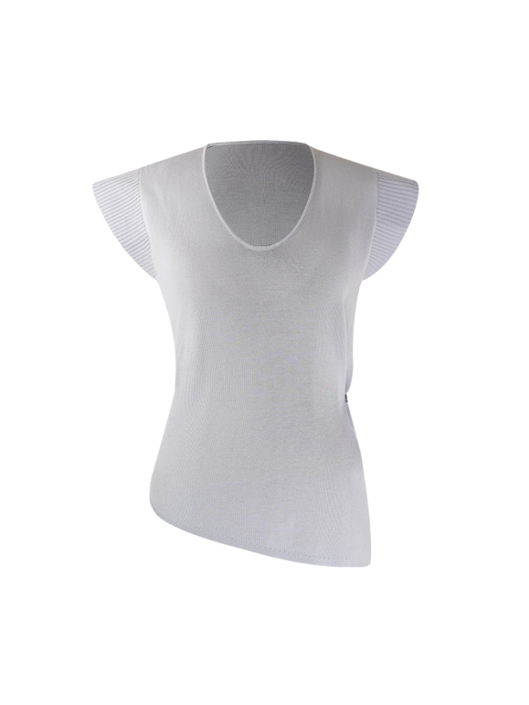 HECO Chinese Versatile Beveled Side Buckle V-Neck Knit Top - BREA.