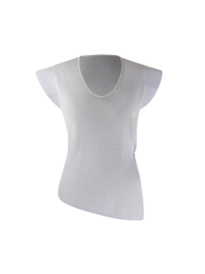HECO Chinese Versatile Beveled Side Buckle V-Neck Knit Top - BREA.