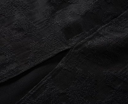 COMME MOI silk embroidered black slit midi skirt - LONDON.