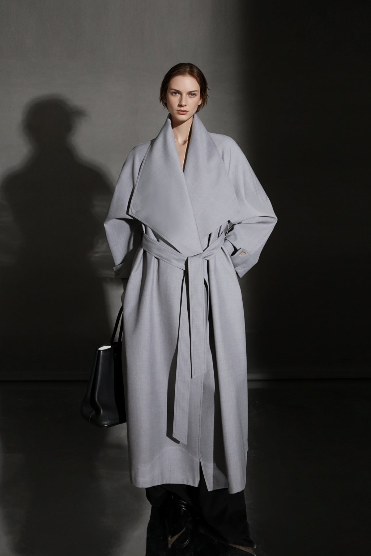 PIAOIN Haute Couture Large-lapel Silhouette Trench Coat Jacket -BECK