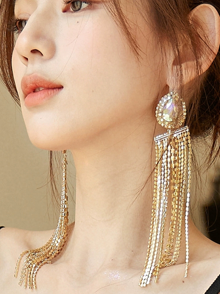 DOLLY Elegant Rhinestone Diamond Tassel Chic Earrings-ABIGAIL