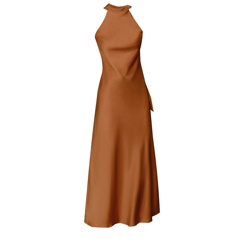 GOUDIN French orange slim long skirts dresses-LIM.