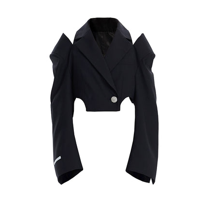 TINY IN Hollow short wide-sleeved women's off-the-shoulder Jacket -MAB