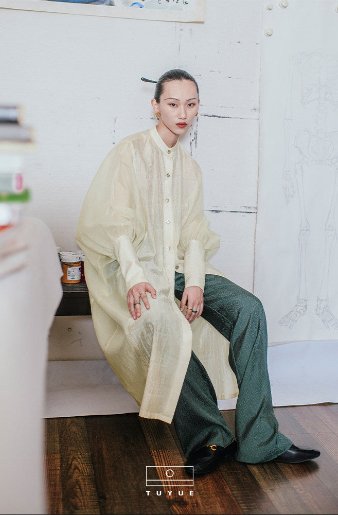 TUYUE round neck spliced holiday robe- RAPHIE.