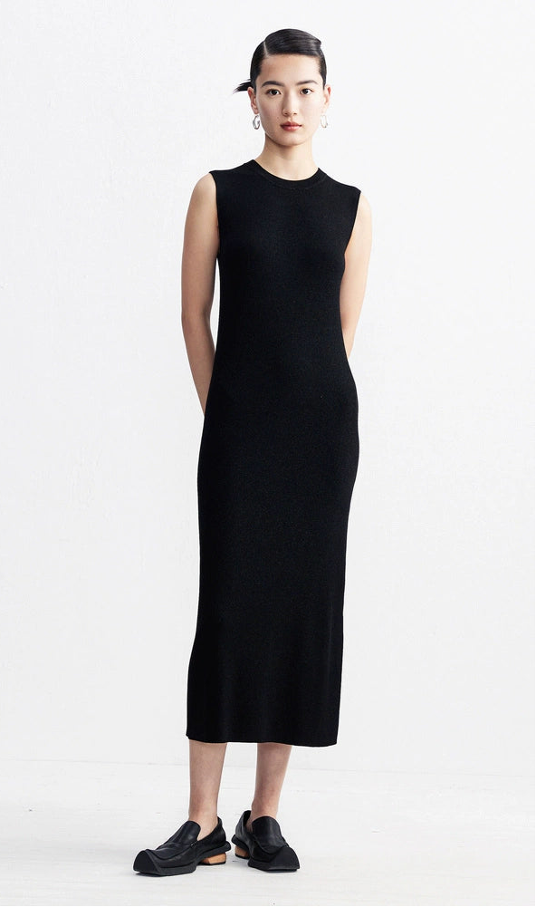 ZHUCHONGYUN Elegant Sleeveless Crew Neck Slim Knit Dress--ALUCARD.