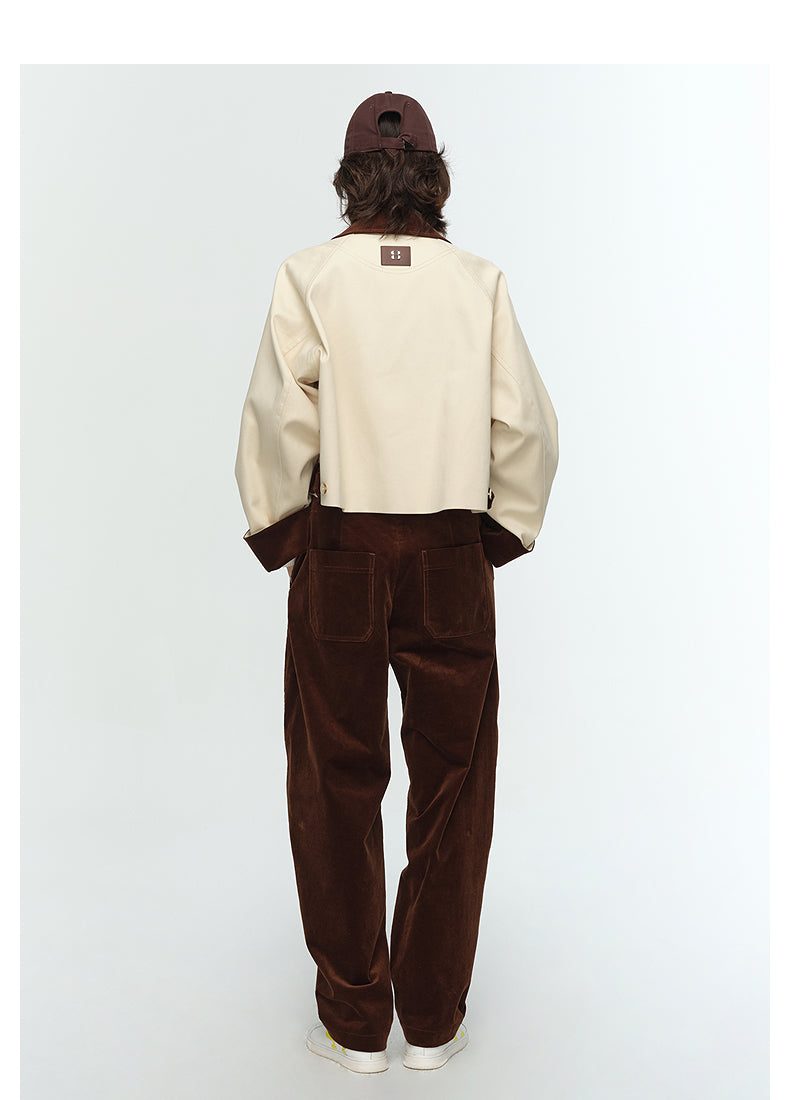 COMME MOI Lu Yan designer new women's contrasting corduroy cargo jacket - FLINCH.