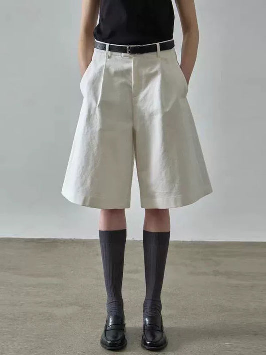 NOTHING WRITTEN pattern shorts high-waisted casual wide-leg cropped pants-GWEN.
