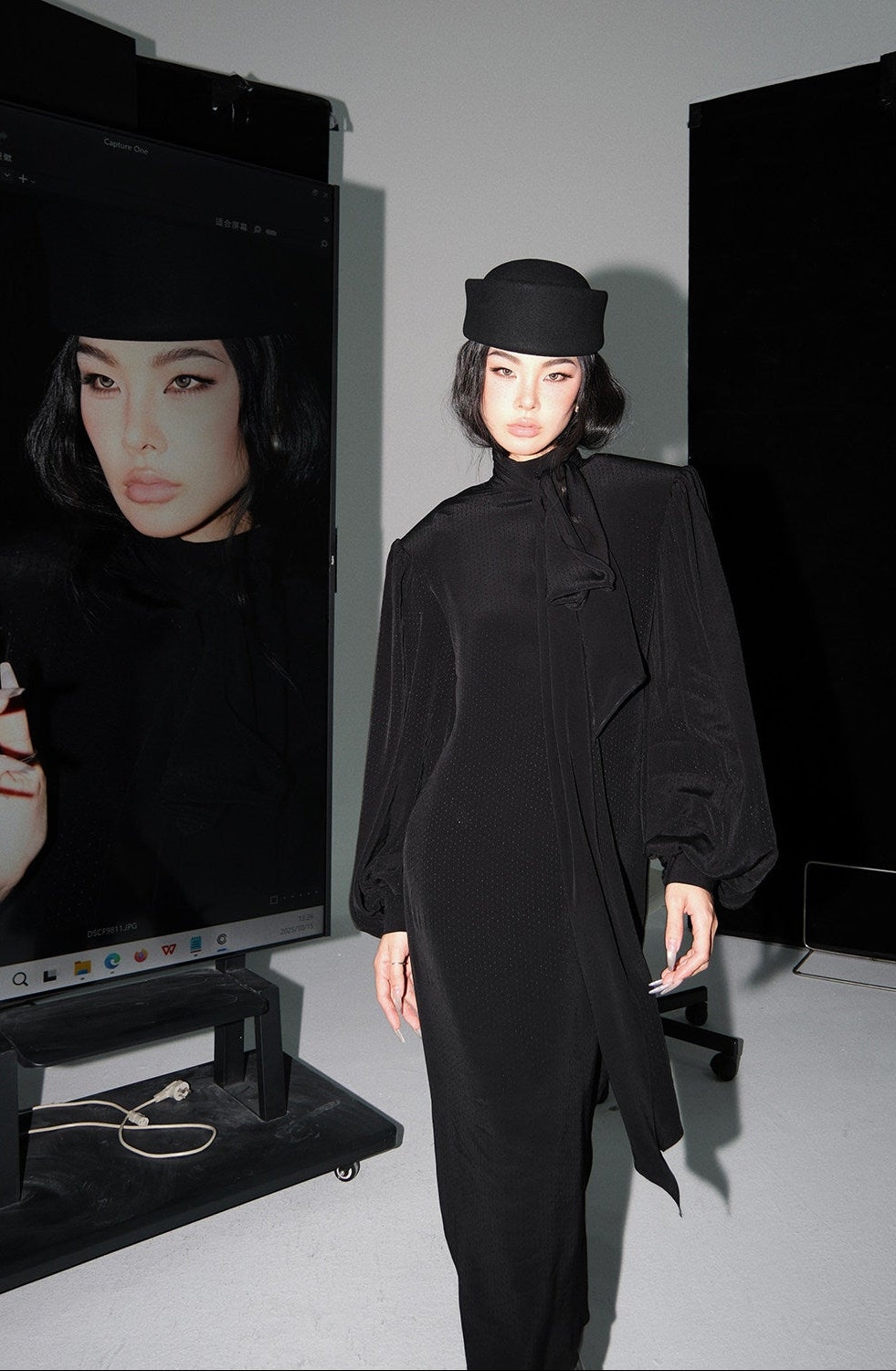 MEI SANGUAN French Retro Lantern-Sleeve Dress - NADIRA