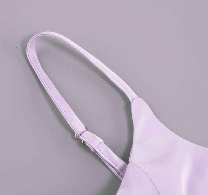 DOLLY Elegant Light Purple French Style Sleeveless Suspender Feather Party Dress-JOLENE