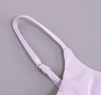 DOLLY Elegant Light Purple French Style Sleeveless Suspender Feather Party Dress-JOLENE