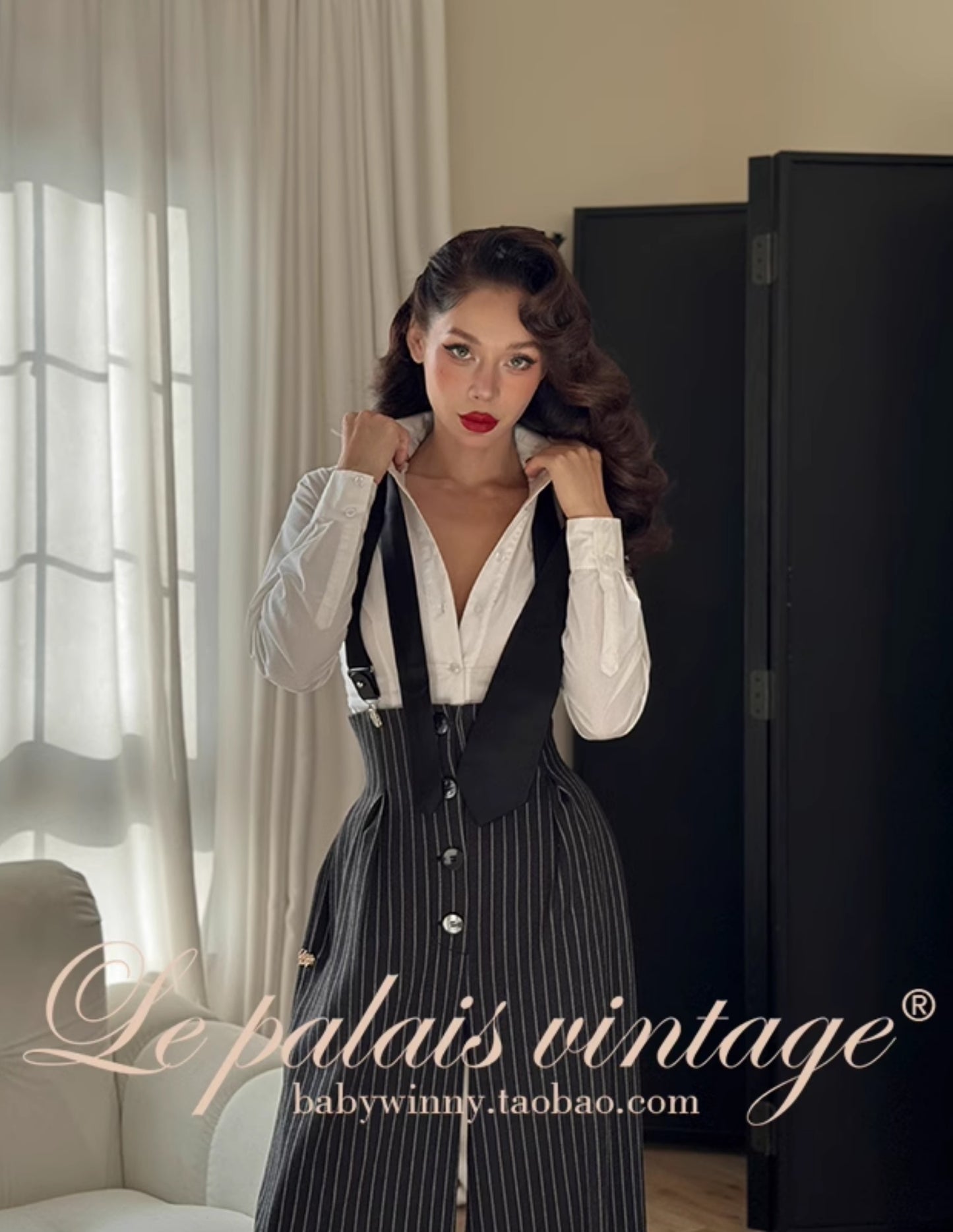 Le Palais Vintage Original languid sexy off-the-shoulder slim white shirt-BEA.