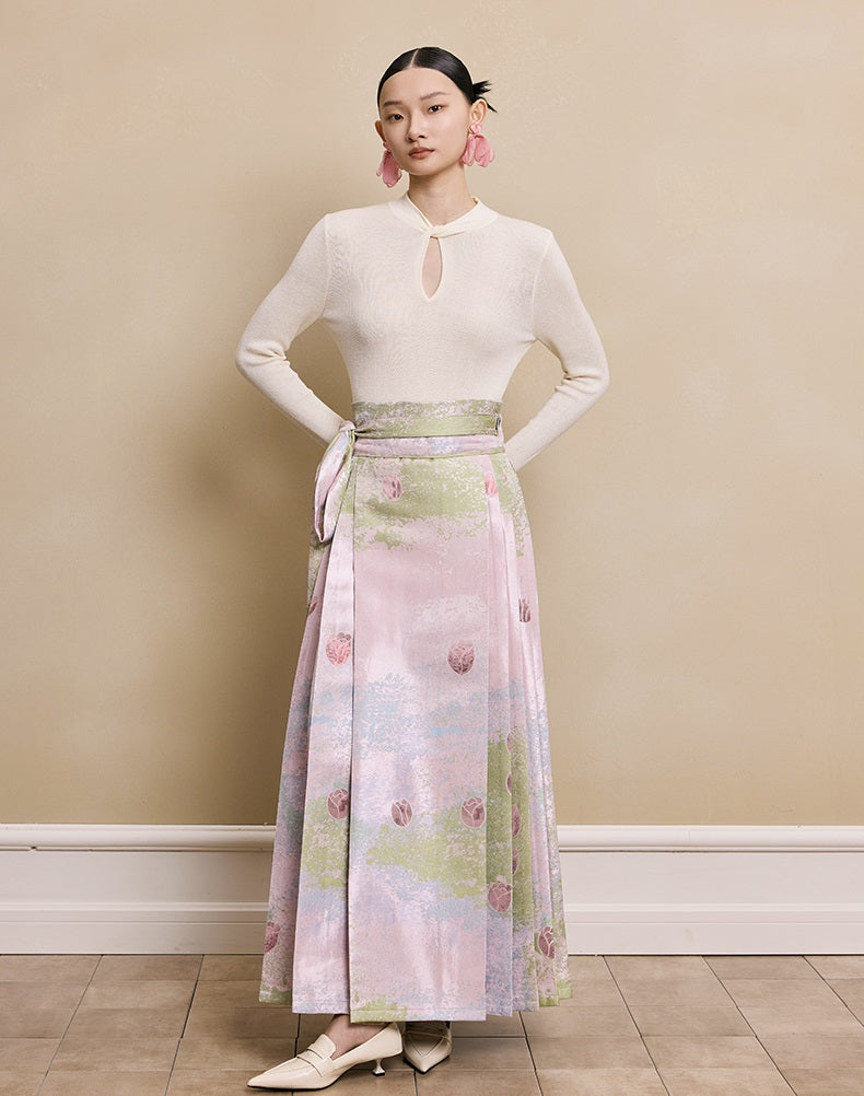 HECO red black white wool Blend twisted cut-out stand collar long-sleeved Knit- secret.