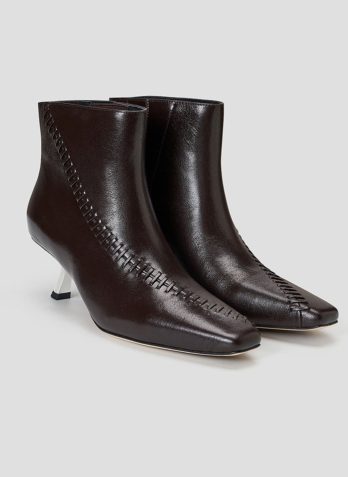 COMME MOI Lu Yan Designer New Women's Vintage Brown Plain Knitted Kitten Root Boots - PAMP.