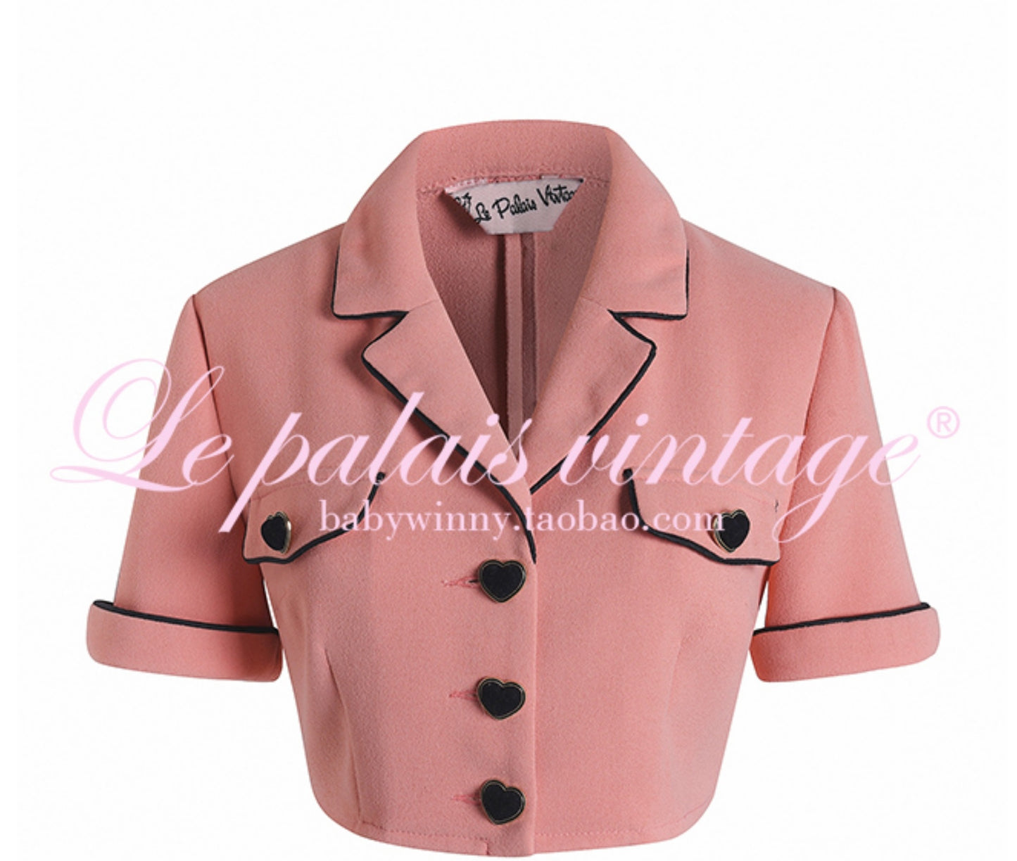 Le Palais Vintage  Peach Pink Small Fragrance Crop Top + Skirt Set-BEN