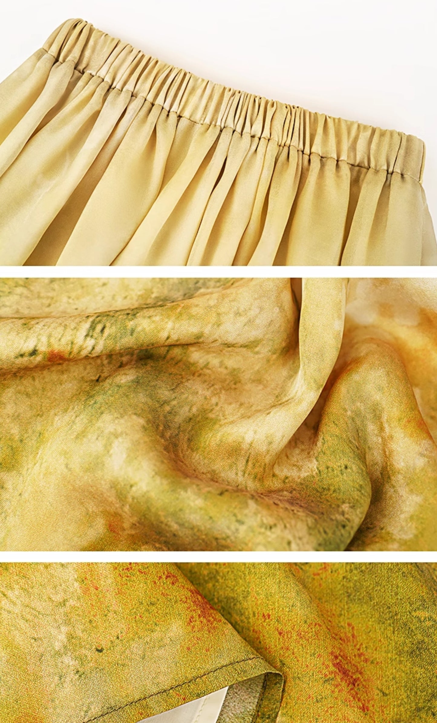 HECO Chinese Gradient Blended Lightweight Summer Print High-Waisted Skirt - AVEL.