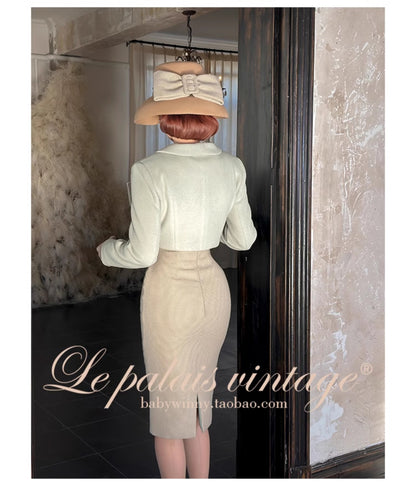 Le Palais Vintage Elegant cropped jacket high-waisted mini skirt -Merritt