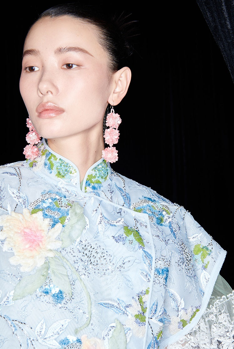 M essential Mackay designer Jiyi embroidery silk hand-dyed embroidered maxi dress - BAM.