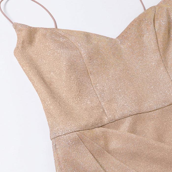 DOLLY Elegant Sleeveless Purple Thin Strap Suspender Sequin Dinner Dress-YESENIA