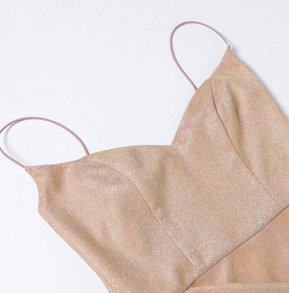 DOLLY Elegant Sleeveless Purple Thin Strap Suspender Sequin Dinner Dress-YESENIA