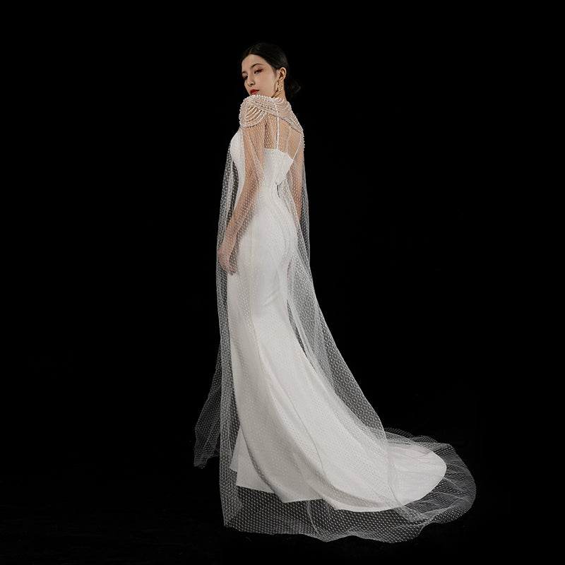 NOTES OF LOVE Handmade beaded suspender outer draped two-piece wedding dress - THRONE