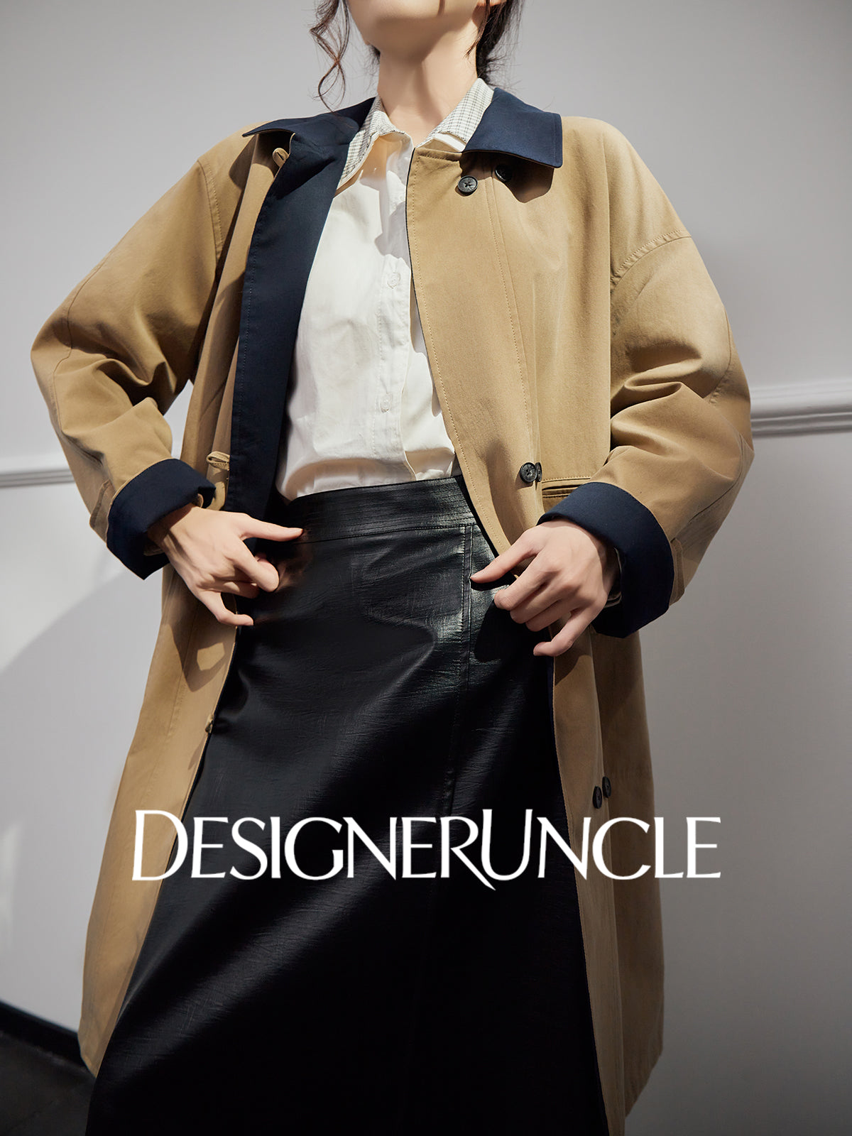 DGU "Qinglan" khaki jacket commuting versatile slimming temperament fashion top - Kyle.