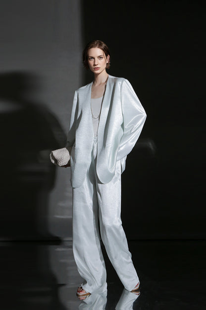 PIAOIN light luxury satin glossy heavy acetate suit pants  -HARPER