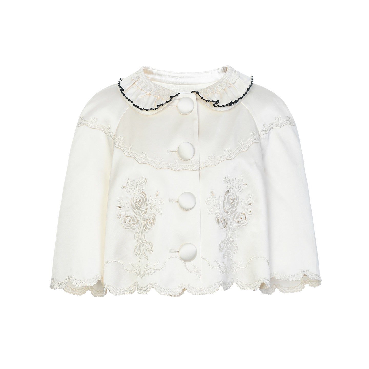 FAME embroidered satin short jacket top - AUSTIN