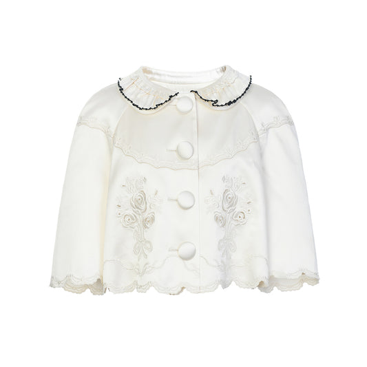FAME embroidered satin short jacket top - AUSTIN