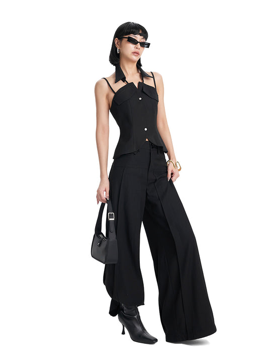 TINY IN black halter neck top-LAN