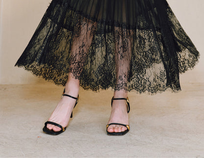 WANGXO | Faux Two-Piece Vest Suit & Romantic Pleated Gauze Skirt -THIA.